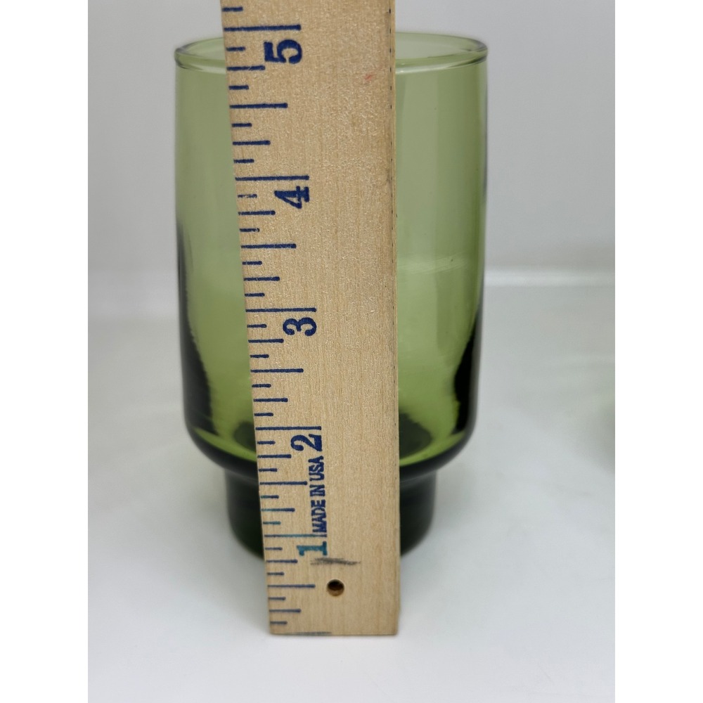 VTG Libbey Glass Olive Green Avocado MCM Stacking Pedestal Highball Tumbler Set - Picture 3 of 7